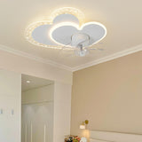 Kids Room White Heart Modern Ceiling Fan with Light Image - 3