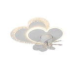 Kids Room White Heart Modern Ceiling Fan with Light Image - 5