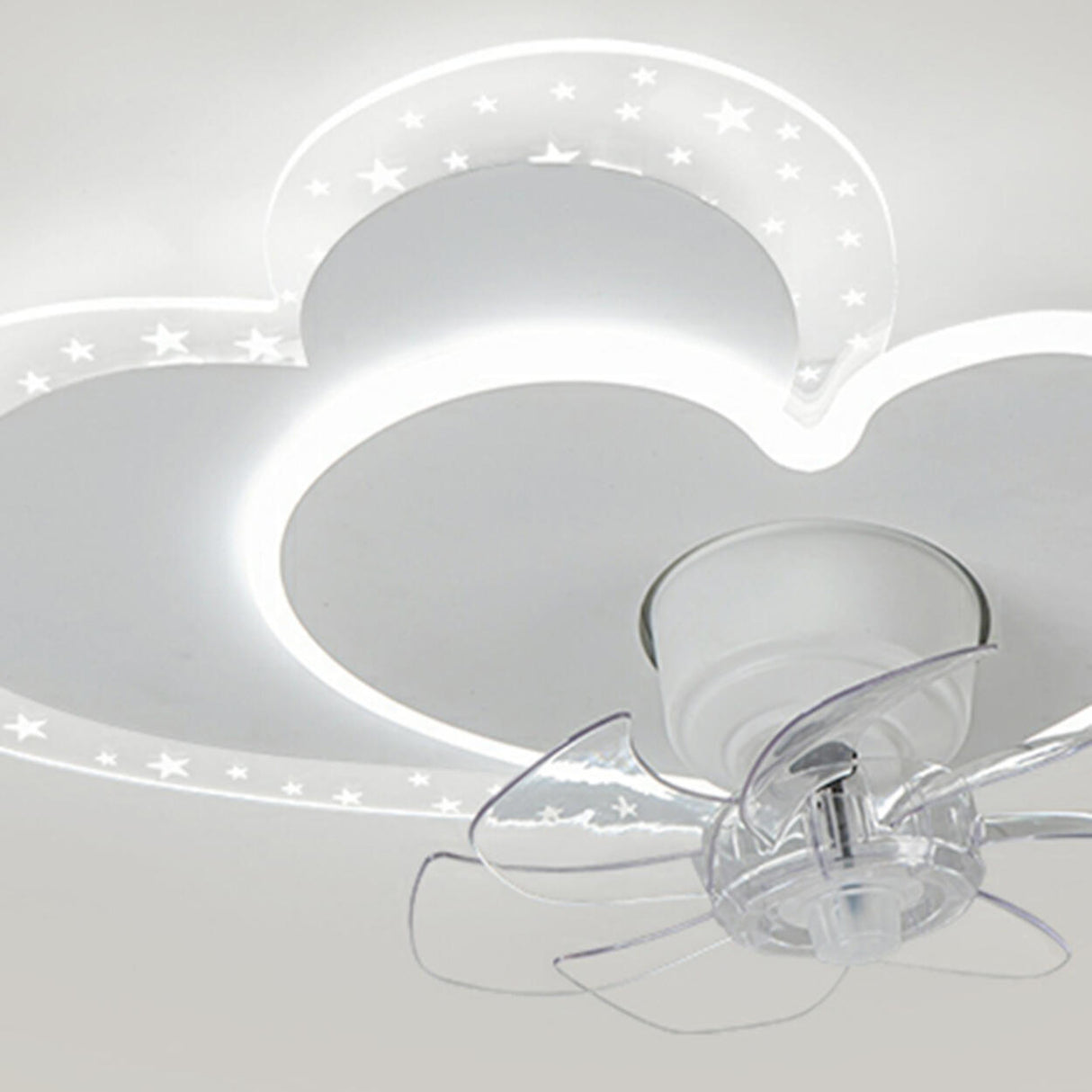 Kids Room White Heart Modern Ceiling Fan with Light Image - 6