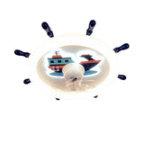 Kids Room White Round Nautical Ceiling Fan with Light Image - 5