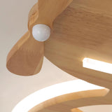 Kids Room Wooden Airplane Shaped Ceiling Fan with Light Image - 9