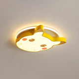 Kids Room Yellow Cartoon Pikachu LED Flush Mount Light Image - 3