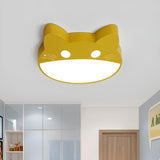 Kids Room Yellow Cat Shape LED Flush Mount Ceiling Lamp Image - 1