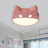 Kids Room Yellow Cat Shape LED Flush Mount Ceiling Lamp Image - 10