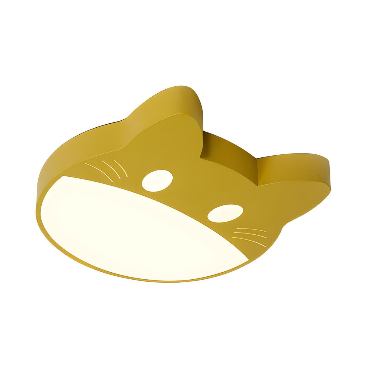 Kids Room Yellow Cat Shape LED Flush Mount Ceiling Lamp Image - 3