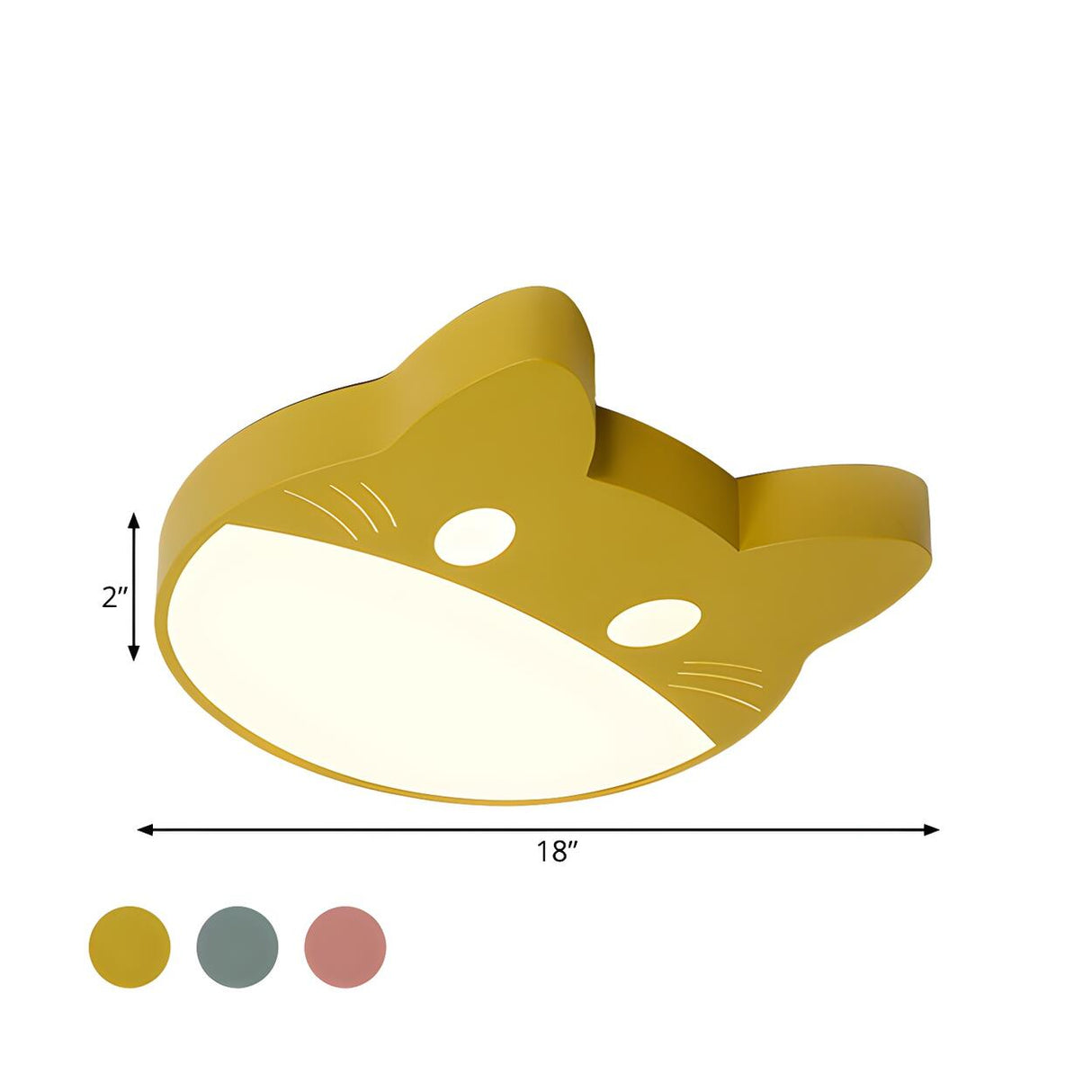 Kids Room Yellow Cat Shape LED Flush Mount Ceiling Lamp Image - 4