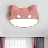 Kids Room Yellow Cat Shape LED Flush Mount Ceiling Lamp Image - 9