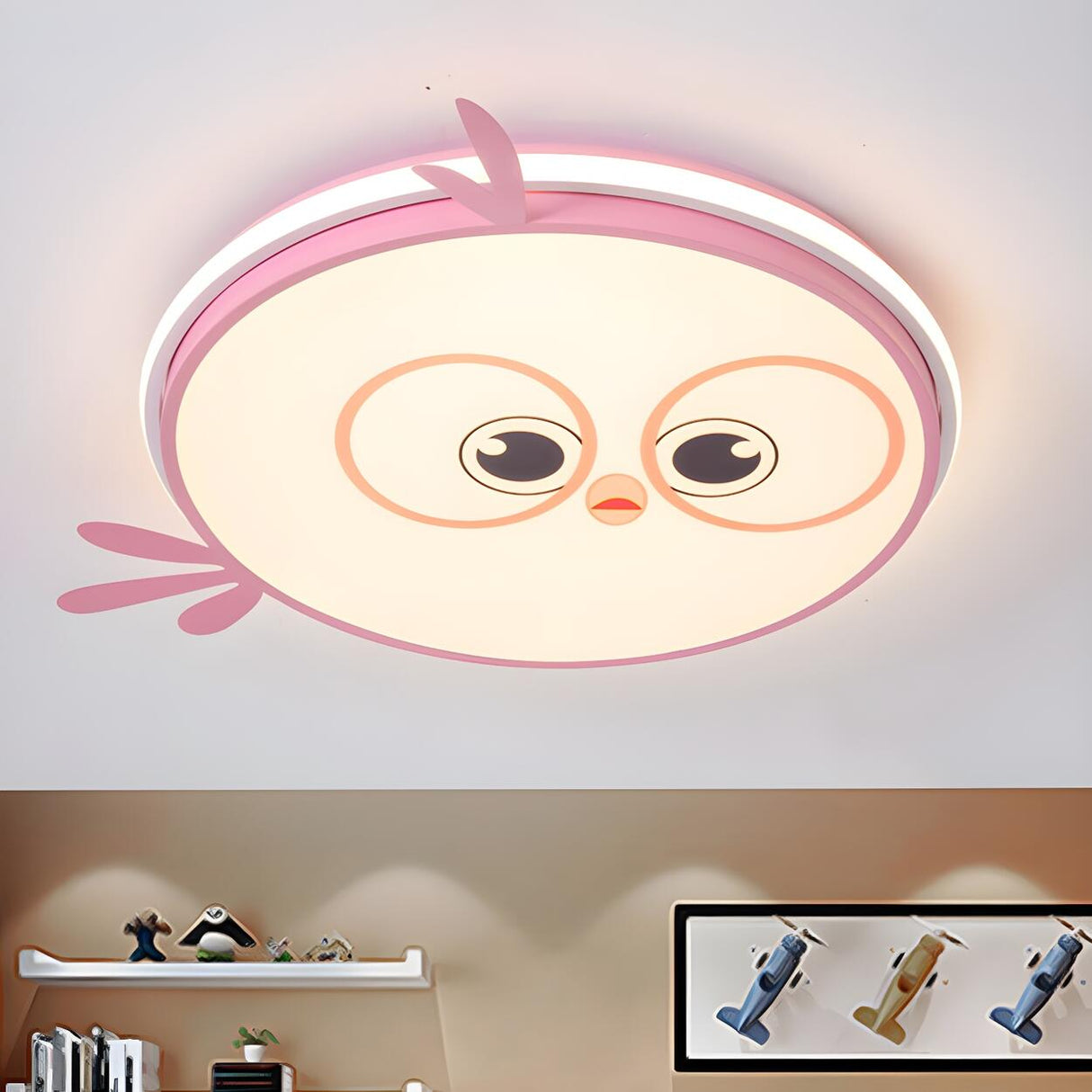 Kids Room Yellow Chick LED Flush Mount Ceiling Light Image - 11