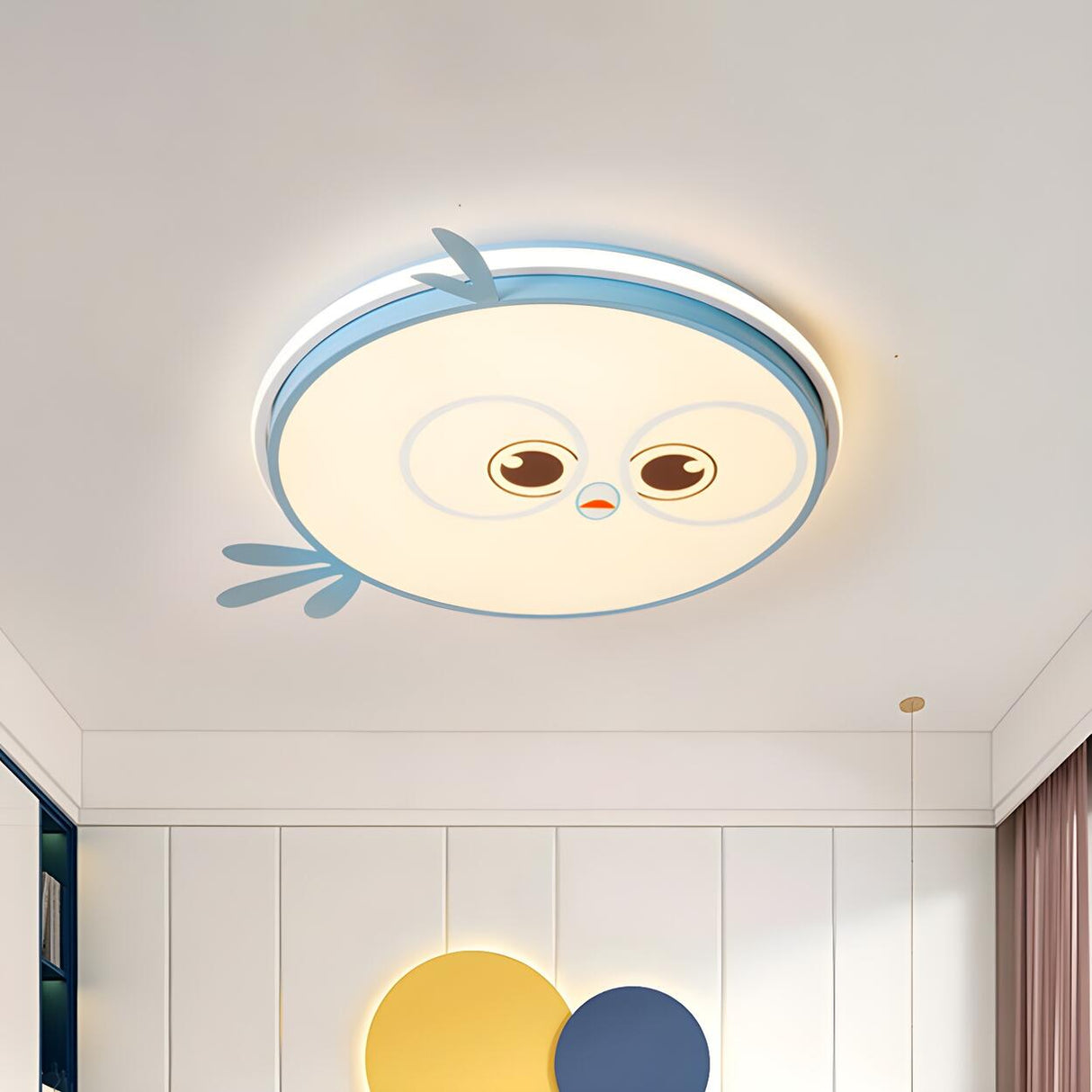 Kids Room Yellow Chick LED Flush Mount Ceiling Light Image - 6