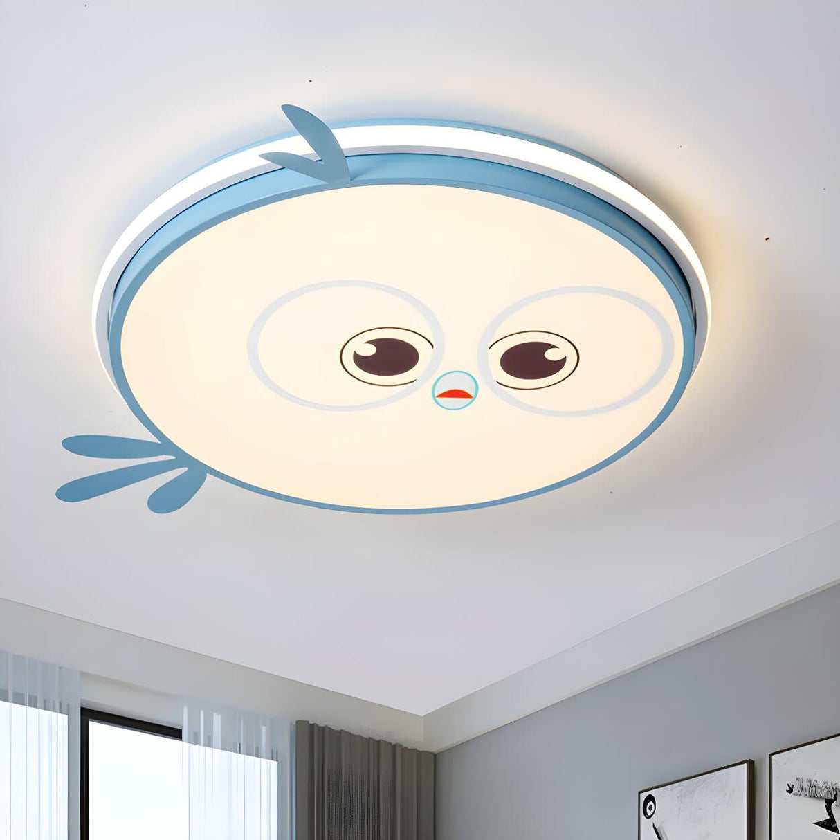 Kids Room Yellow Chick LED Flush Mount Ceiling Light Image - 7