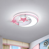 Kids Small Blue Star Moon LED Flush Mount Ceiling Light Image - 10