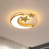 Kids Small Blue Star Moon LED Flush Mount Ceiling Light Image - 5