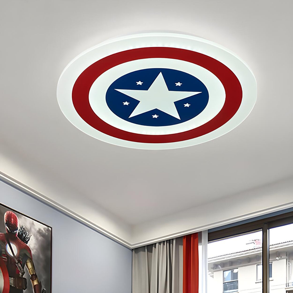 Kids Small Captain America Shield LED Flush Mount Light Image - 1