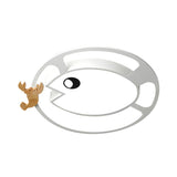 Kids Small Wood Shrimp Fish White LED Flush Mount Light Image - 3