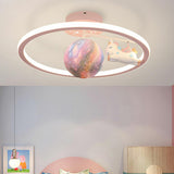 Kids Unicorn Planet Circle LED Semi-Flush Mount Light Image - 3