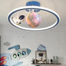 Kids Unicorn Planet Circle LED Semi-Flush Mount Light Image - 4