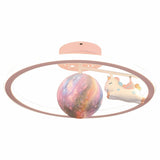 Kids Unicorn Planet Circle LED Semi-Flush Mount Light Image - 5