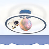 Kids Unicorn Planet Circle LED Semi-Flush Mount Light Image - 7