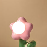 Kids Unique Flower Shape White Ball Shade Table Lamp Image - 6