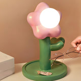 Kids Unique Flower Shape White Ball Shade Table Lamp Image - 8