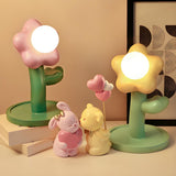 Kids Unique Flower Shape White Ball Shade Table Lamp Image - 9