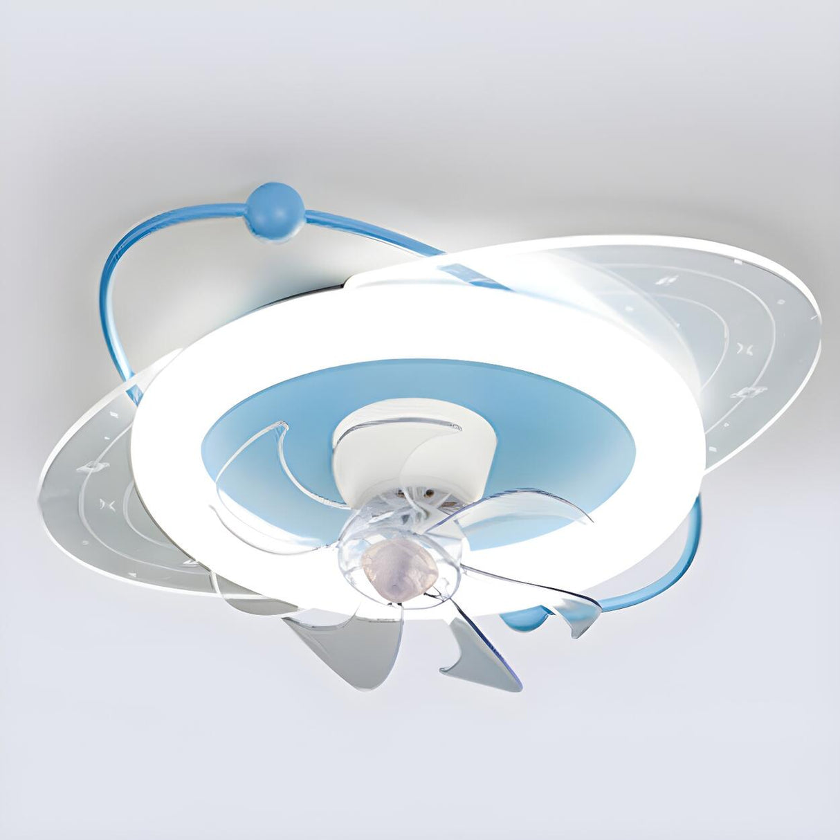 Kids' Room Creative Round Ceiling Fan with LED Light Image - 10