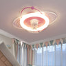 Kids' Room Creative Round Ceiling Fan with LED Light Image - 5