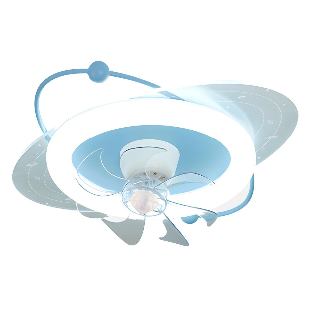 Kids' Room Creative Round Ceiling Fan with LED Light Image - 7