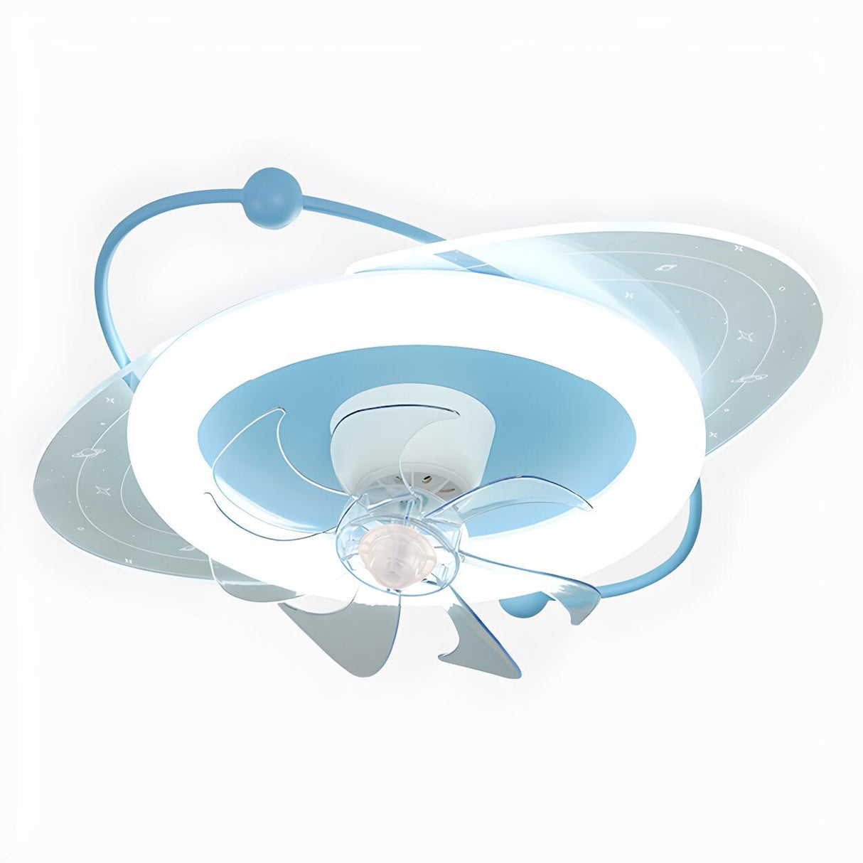 Kids' Room Creative Round Ceiling Fan with LED Light Image - 8