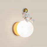 Kids' Room Cute Bear-Themed Wood Globe Wall Sconce Image - 11