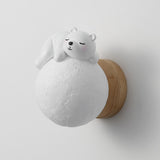 Kids' Room Cute Bear-Themed Wood Globe Wall Sconce Image - 12