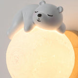 Kids' Room Cute Bear-Themed Wood Globe Wall Sconce Image - 14