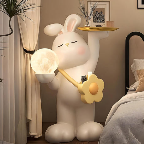 Kids' Room Tray and Moon Adorable Rabbit Floor Lamp Image - 1