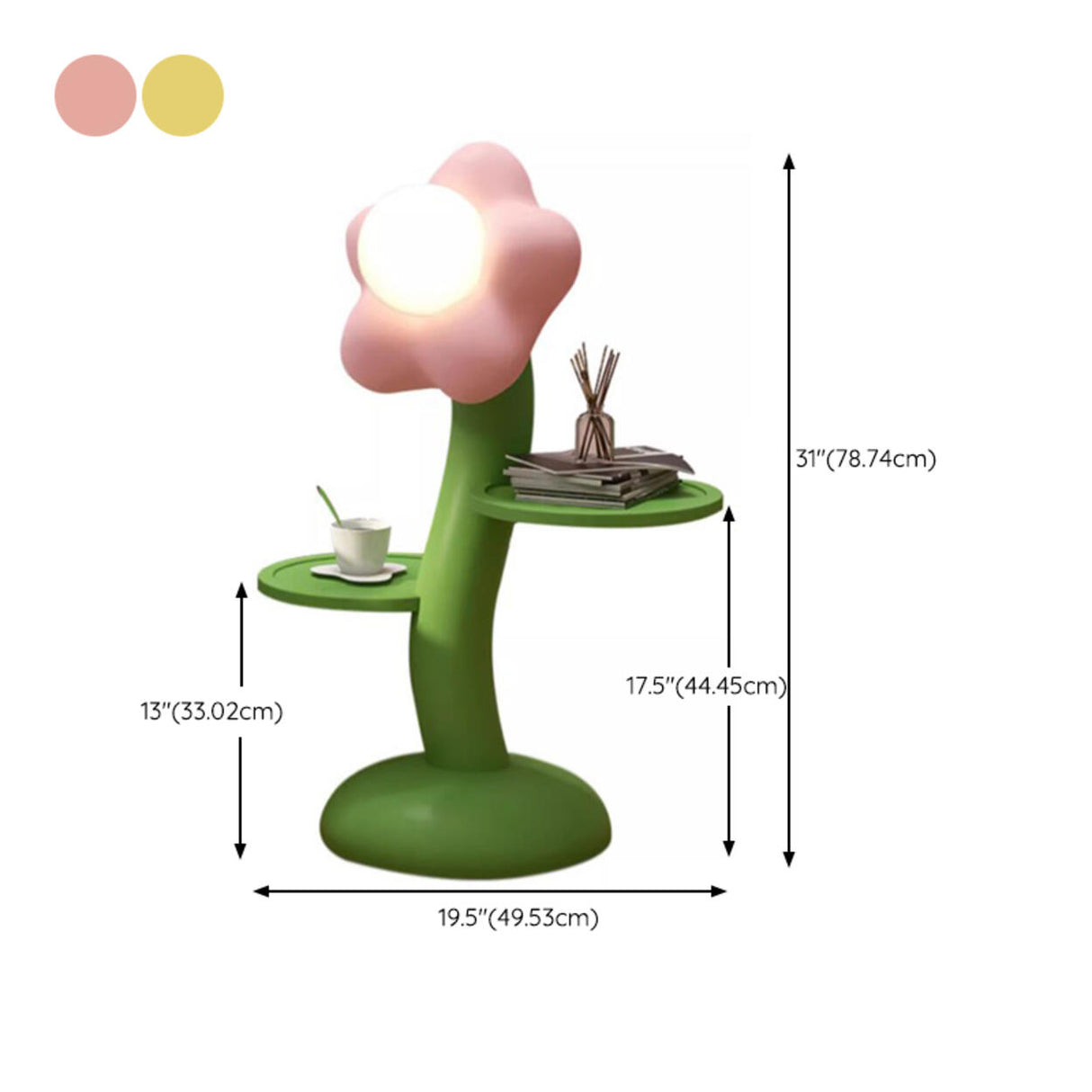 Kids' Room Unique Floral Floor Lamp with Dual Shelves 