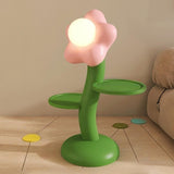 Kids' Room Unique Floral Floor Lamp with Dual Shelves Image - 2