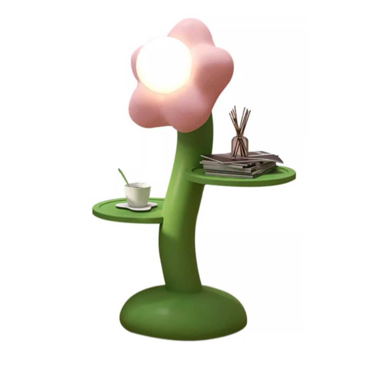 Kids' Room Unique Floral Floor Lamp with Dual Shelves Image - 7