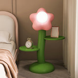 Kids' Room Unique Floral Floor Lamp with Dual Shelves Image - 9