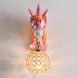 Kids' Room Whimsical Unicorn Crystal Globe Wall Light Image - 12