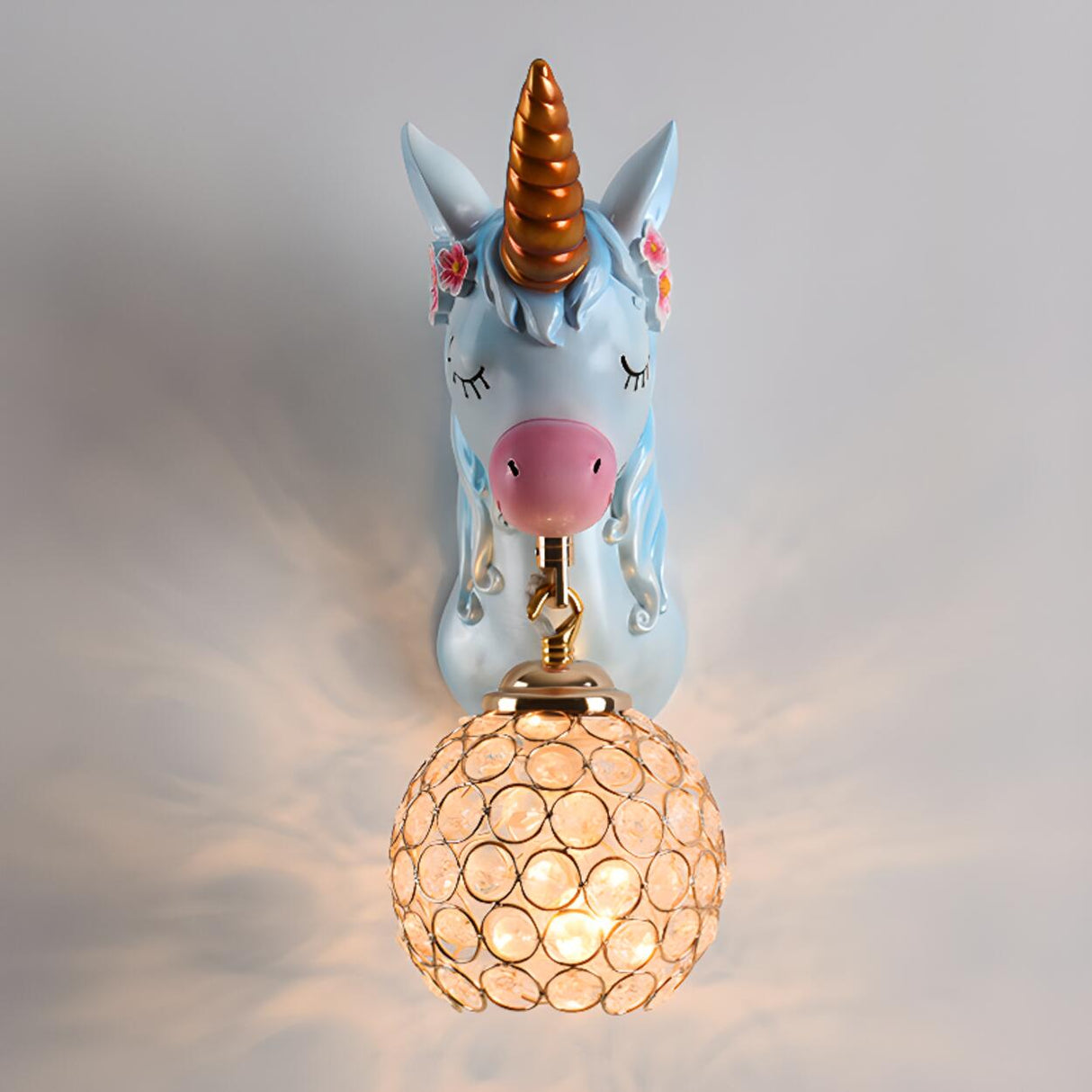 Kids' Room Whimsical Unicorn Crystal Globe Wall Light Image - 13