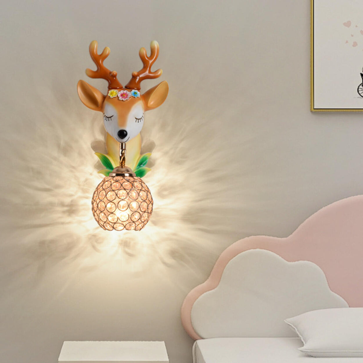 Kids' Room Whimsical Unicorn Crystal Globe Wall Light Image - 3