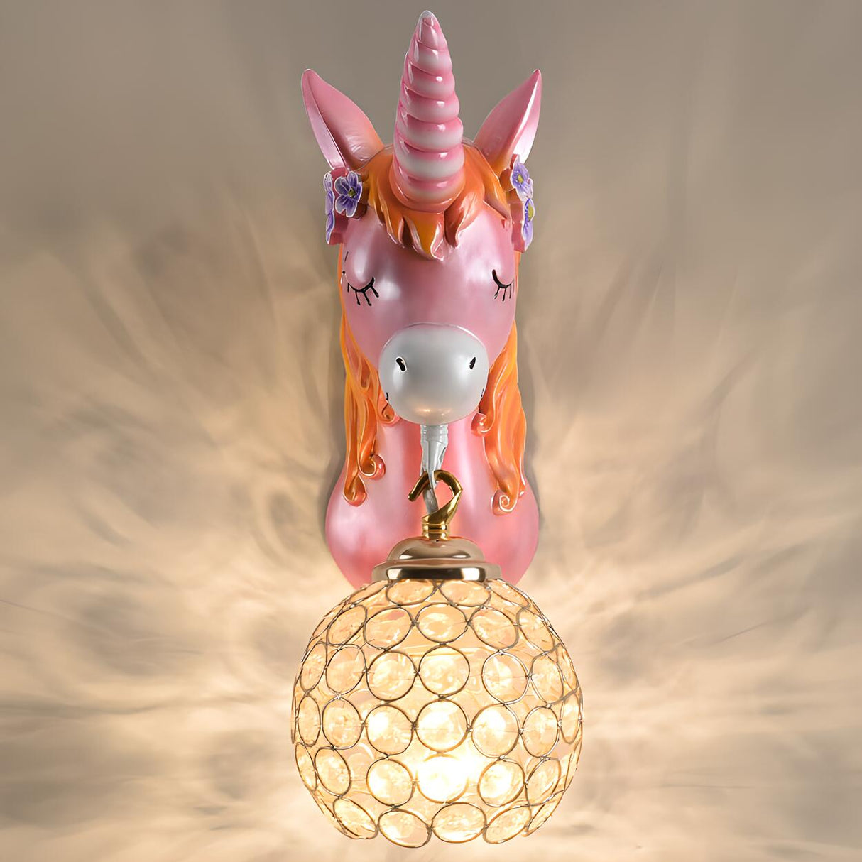 Kids' Room Whimsical Unicorn Crystal Globe Wall Light Image - 6