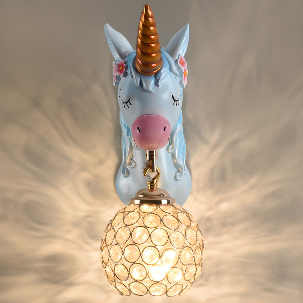 Kids' Room Whimsical Unicorn Crystal Globe Wall Light Image - 7