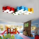 Kindergarten Colorful Jigsaw Puzzle Flush Mount Light Image - 1