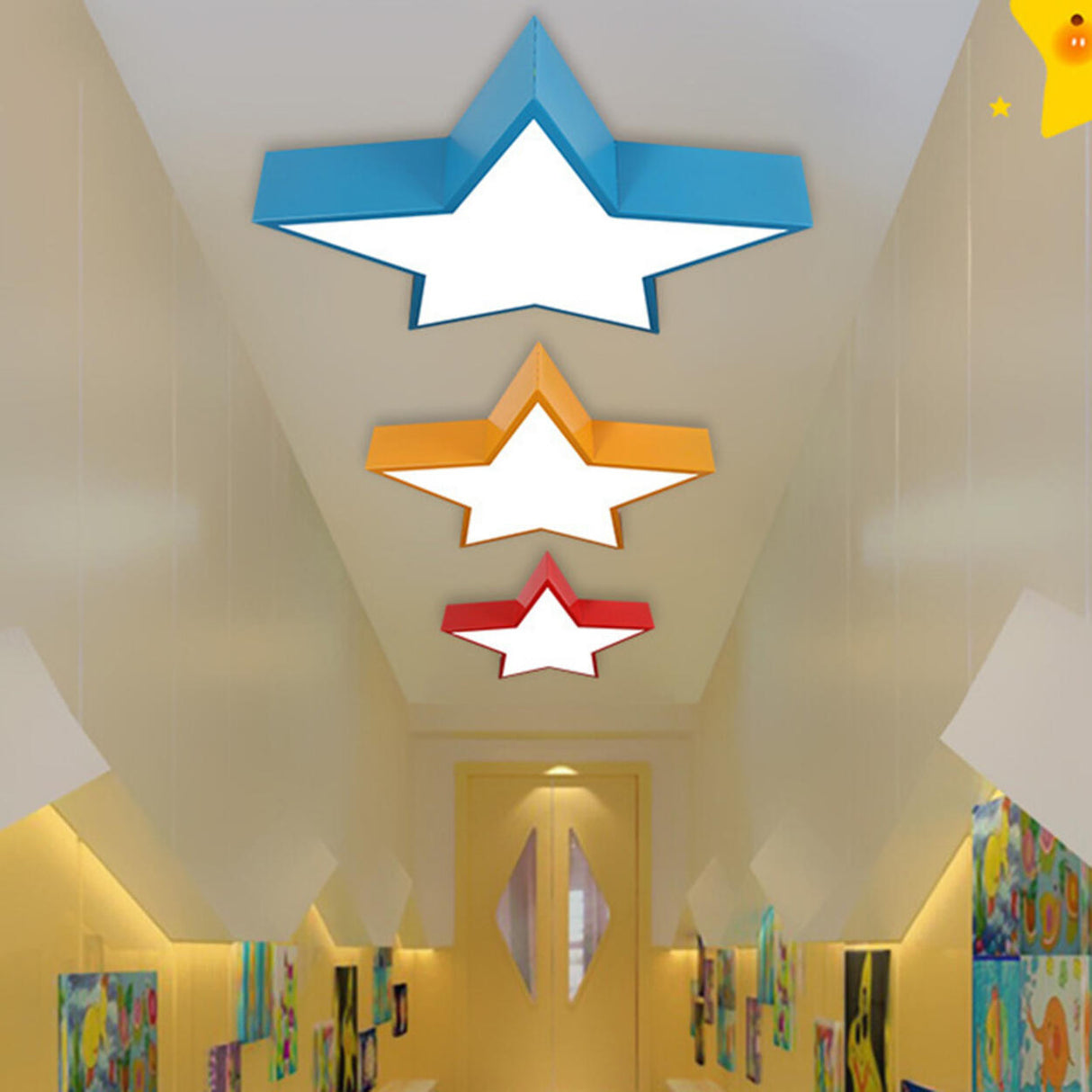 Kindergarten Kids Colorful Star LED Flush Mount Light Image - 6