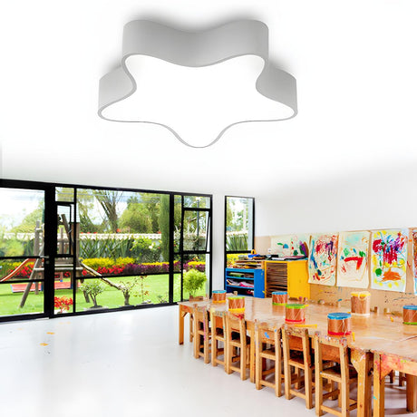 Kindergarten White Star LED Flush Mount Ceiling Light Image - 2