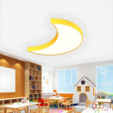 Kindergarten Yellow Crescent LED Flush Mount Light Image - 1