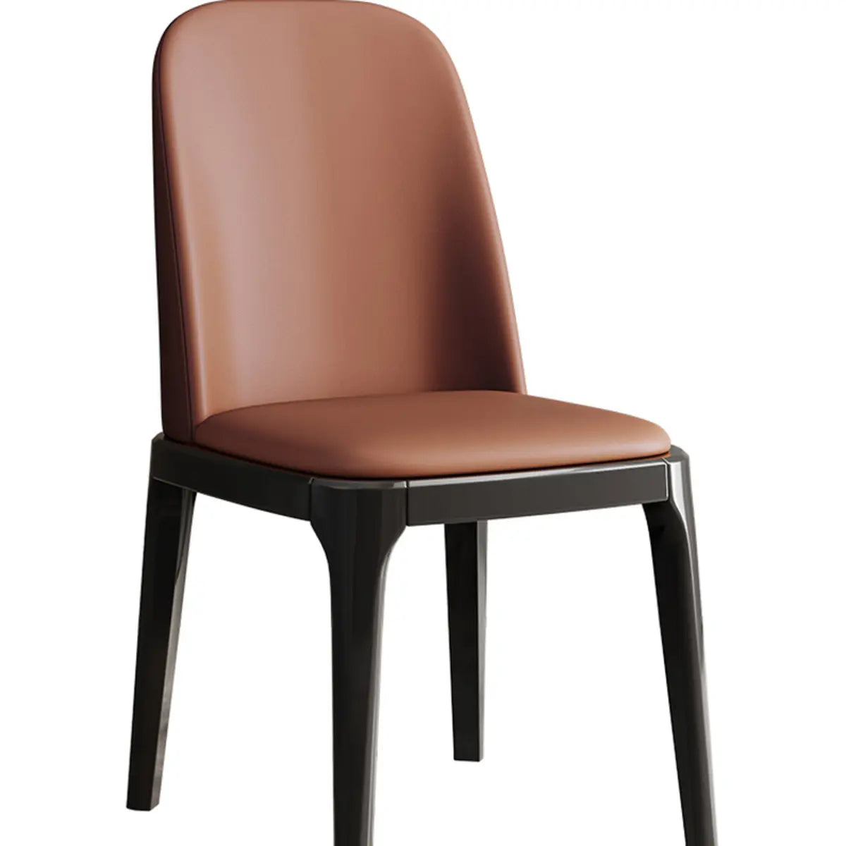 Kitchen Arched Faux Leather Wood Dining Chair Coffee Image - 8