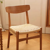 Kitchen Braided Rope Woven Wood Dining Chair Black Image - 9