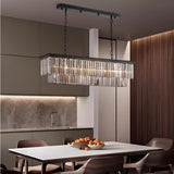 Kitchen Crystal Black Rectangular LED Hanging Light Image - 1