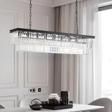 Kitchen Crystal Black Rectangular LED Hanging Light Image - 4